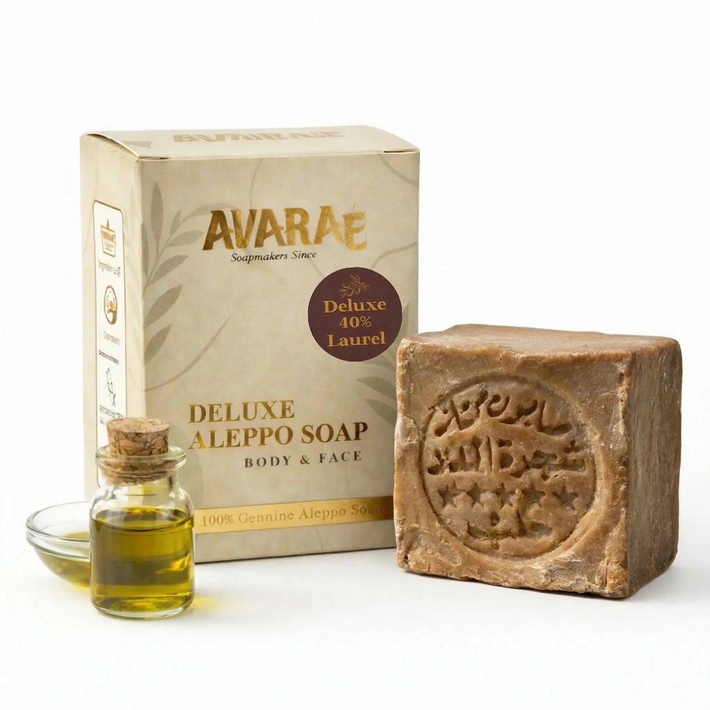 AVARAÉ Deluxe Aleppo Zeep – 40% Laurierbesolie (200g) - Avaraé