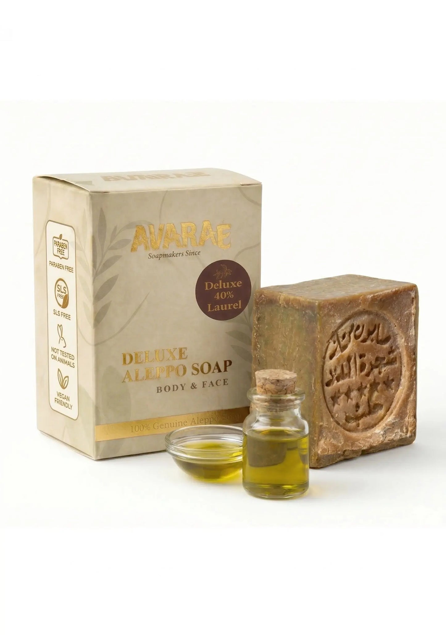 AVARAÉ Deluxe Aleppo Zeep – 40% Laurierbesolie (200g) - Avaraé