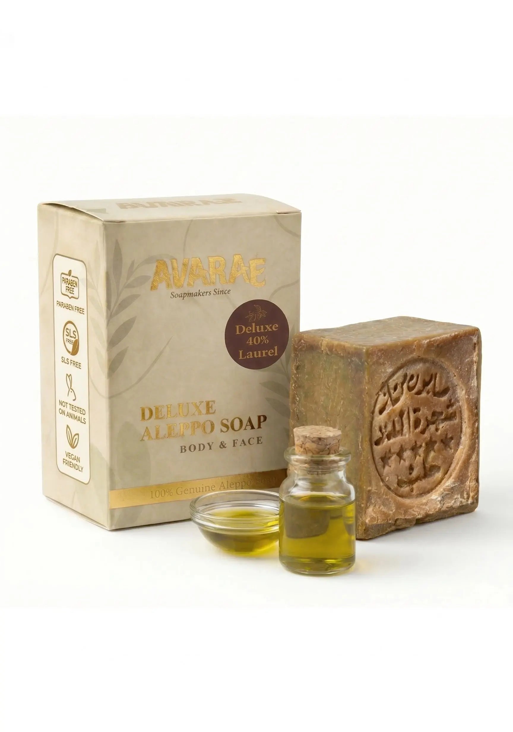 AVARAÉ Deluxe Aleppo Zeep – 40% Laurierbesolie (200g) - Avaraé