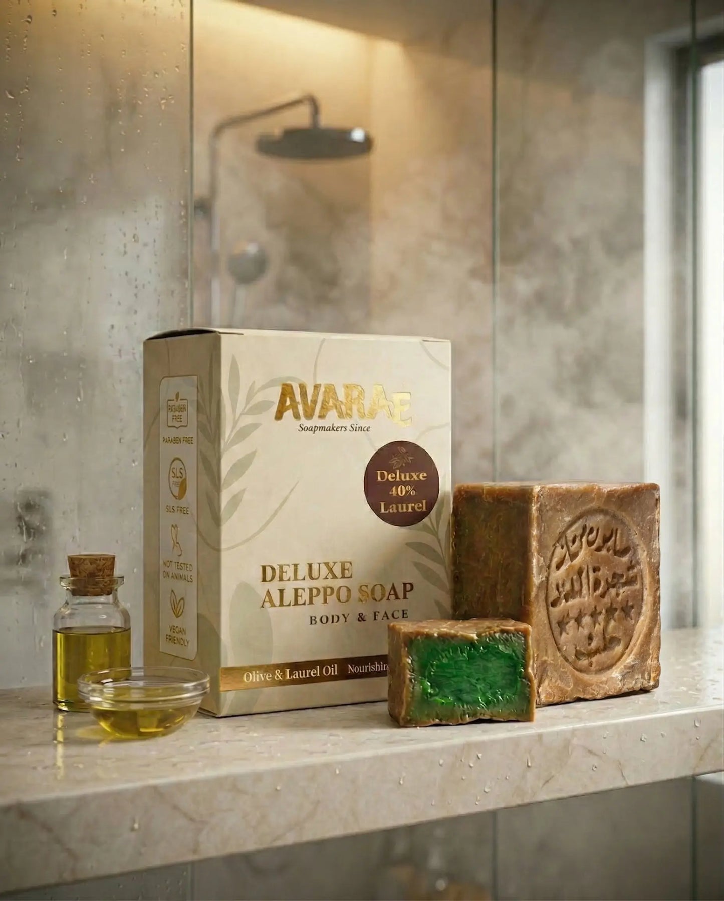 AVARAÉ Deluxe Aleppo Zeep – 40% Laurierbesolie (200g) - Avaraé