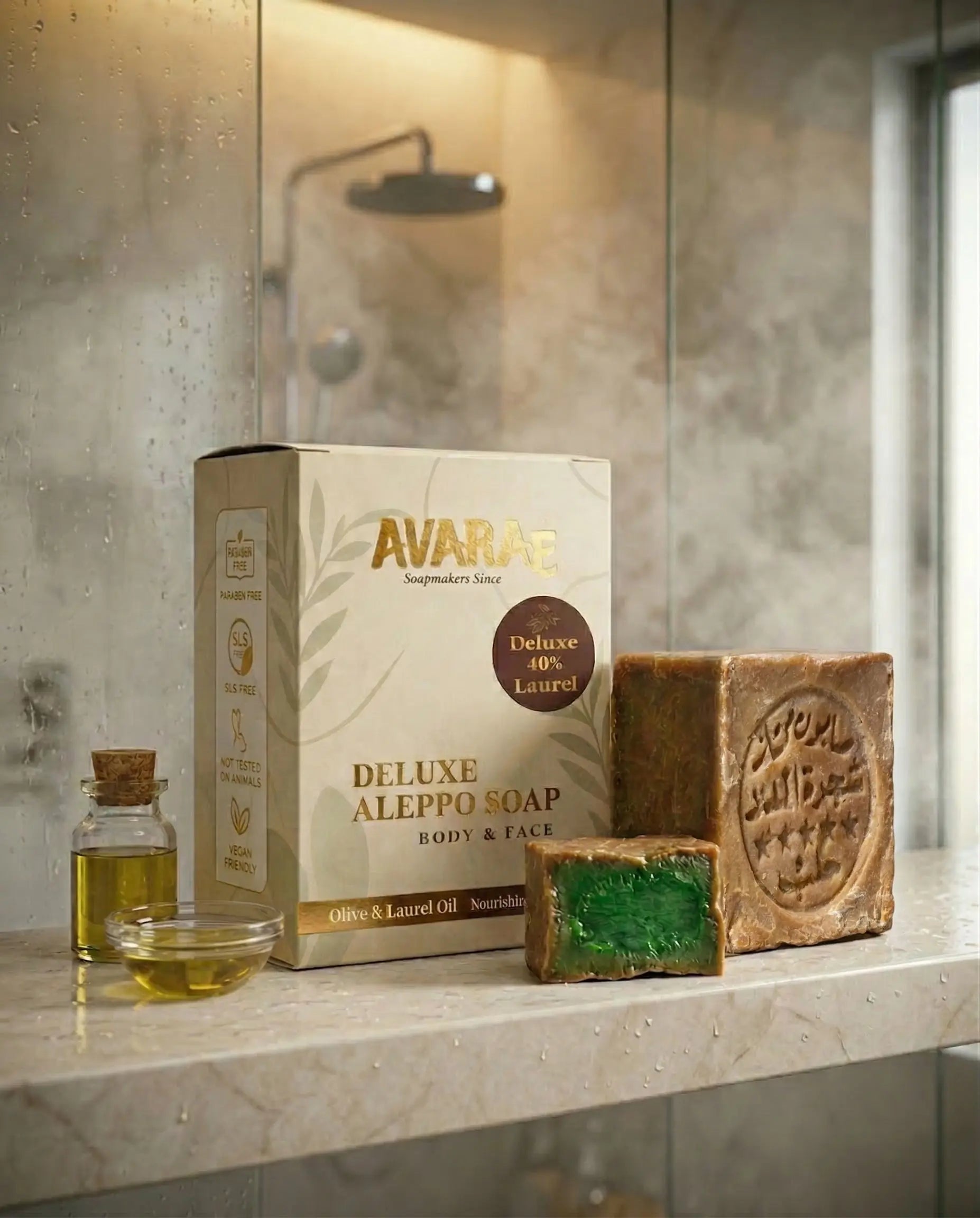 AVARAÉ Deluxe Aleppo Zeep – 40% Laurierbesolie (200g) - Avaraé